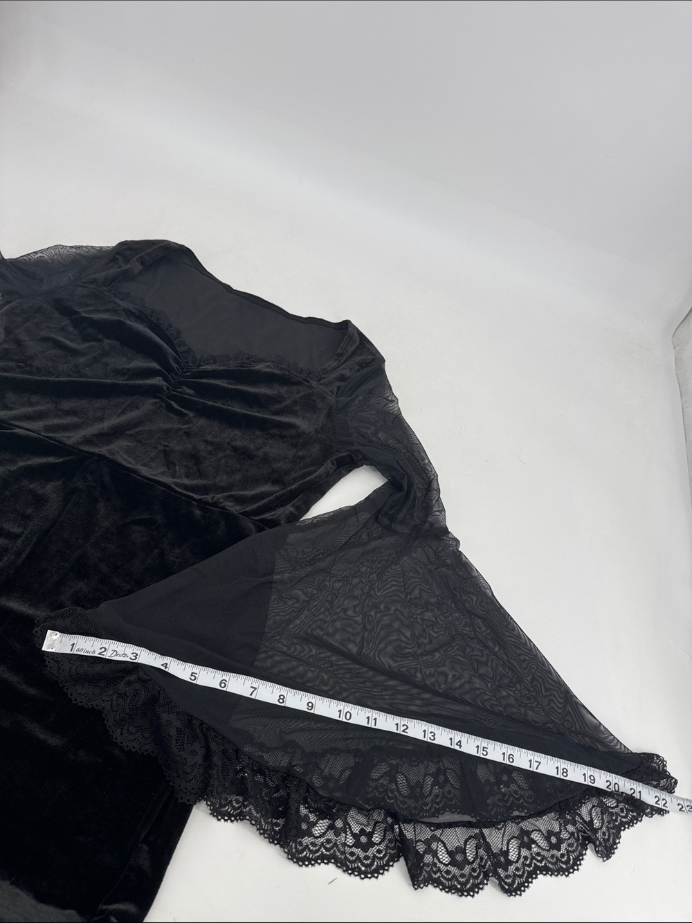 Vintage Y2K Whimsigoth Witchy Elvira Goth Black Velvet Lace Evening Gown Dress - Picture 9 of 13
